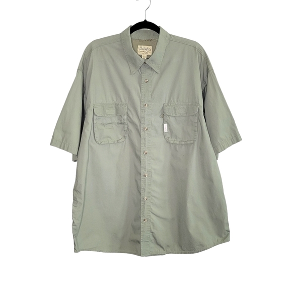 Cabela's Men's Button-Up Vented Short Sleeve Outdoor Shirt Size XL Tall Green - Picture 1 of 8